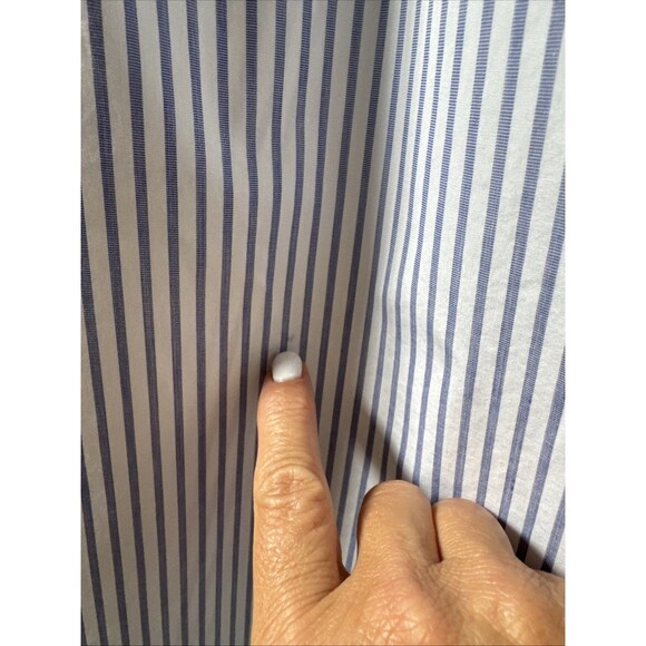 Ann Mashburn Mandarin Paulina Size XS Button Up Blue Striped Shirt Poplin - Picture 8 of 11